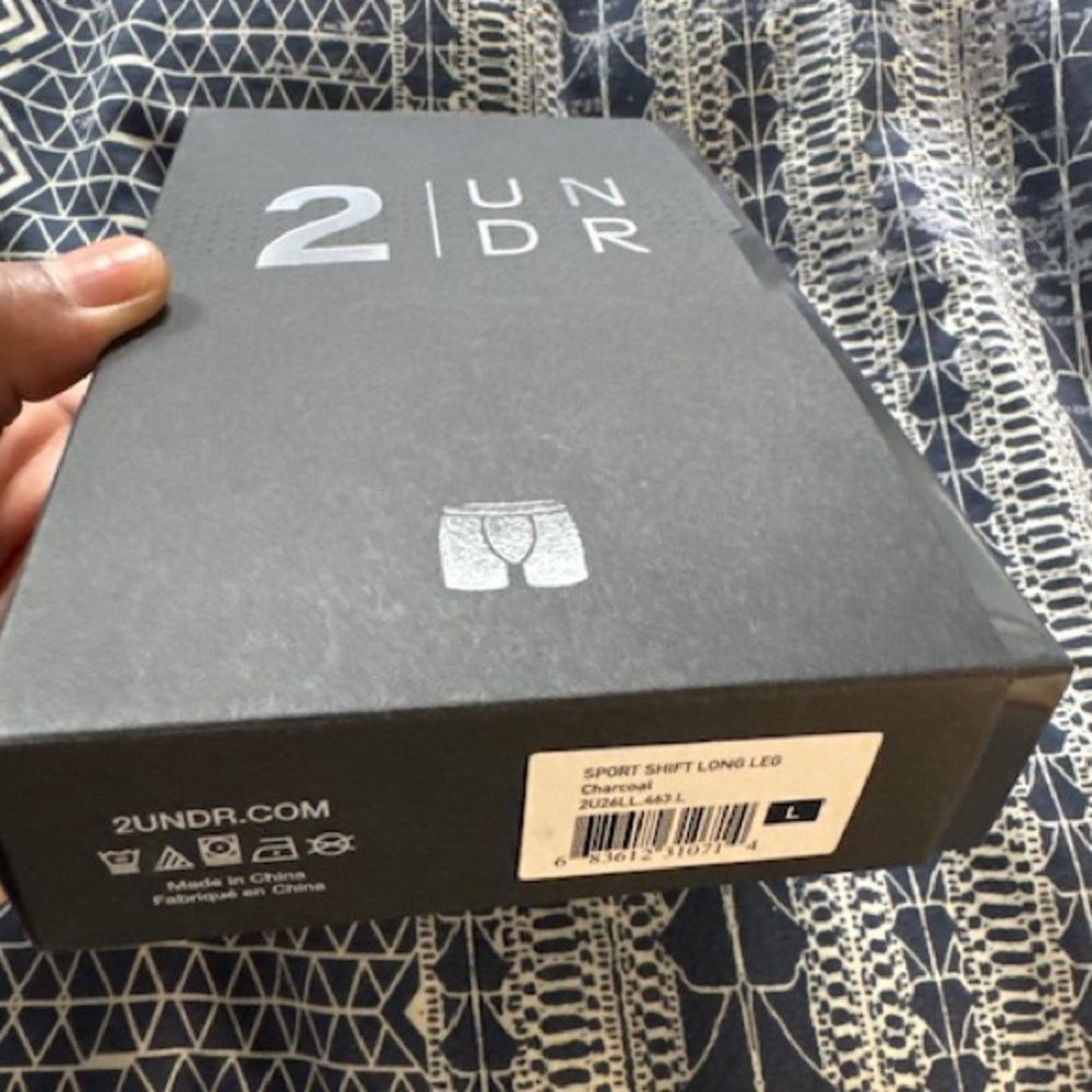NWT 2undr Sport Shift long leg (9” inseam) boxer briefs, size Large; charcoal